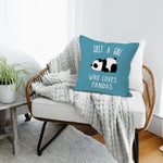 Panda Throw Pillow Cover Decor, Blue Cute Panda Bear Lovers Gifts For Girls Dorm Room Bed Sofa Bedroom Decorations Pillows Cover, Just A Girl Who Loves Pandas,(18 X 18 Inch)