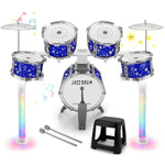 Upgraded Kids Drum Set Jazz Drums Kit With 5 Drums - Toddler Music Toys Learning Instruments Xmas Birthday Gifts For Toddlers 3 4 5 6 7 Boys Girls, Blue
