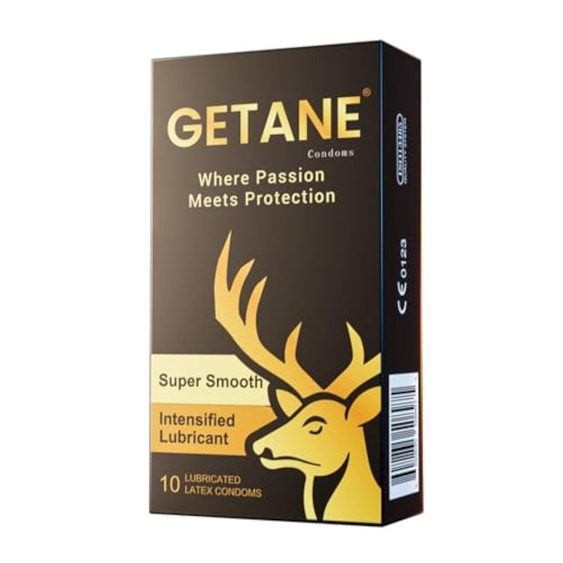 Super Smooth Lubricated Condoms, Comfortable And Intensified Lubricant Condoms For Men, Premium Natural Latex, 10 Count Pack