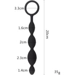 Silicone Anal Beads Butt Plug With Pull Ring, Flexible Anal Chain G-Spot Stimulator With 4 Gradual Balls And Pull Loop - Anal Training Sex Toy For Men Women, Buttplug - Black (7.9'' X 0.6''-0.9'')