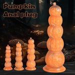 3 Sizes of Pumpkin Shape Yellow Color Large Anal Beads, Reusable Thick Round Butt Plug with Suction Cup Adult Sex Toy for Men Women, S