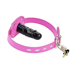 Leather Lockable Ball Gag W/Lock Bondage Fetish Restraint Slave Roleplay Gimp 4 (Hot Pink, Long)