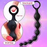 Anal Beads, Silicone Flexible Anal Chain Butt Plug With 7 Gradual Balls And Pull Loop Prostate Massager G-Spot Stimulator Anal Training Sex Toy For Beginner 8.23 Inch, Black