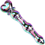 7 Inch Colored Glass Dildo Crystal Anal Plug, Fantasy Anal Bead Dildo Penis For G Spot Or P-Spot Stimulation, Heart Shaped Crystal Anal Butt Plug Massager Adult Sex Toy For Men And Women Couples