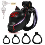Dog Head Chastity Cage Male Chastity Device Cock Cage With 4 Different Wide Rings Lightweight Resin Penis Cage With Concealed Lock And 2 Keys Sex Toys For Male Penis Bondage (B,Black)