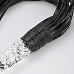 Fetish Leather Whip With Glass Pleasure Wand With Ball Tip - Sex Toy For Sm Or Anal Sex/Masturbation