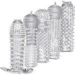 Transparent New Threaded Mace Condom Male Condom Adult Lock Fine Ring Extended Sleeve Crystal Sleeve (Medium)