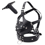 Bondage Hood Bdsm Gag Penis Bondage Gags & Muzzles Dildo Gag Mouth Leather Bondage Head Sex Harness Detachable Pu Fetish Silicone Open Mouth Penis Device For Men Women Couple