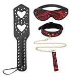 Lace Collar With Lead Set, Blindfold And Studded Heart Spanking Paddle For Adults Bdsm Restraint Sex Toys