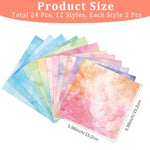 24 Pcs 6 x 6 Inch Watercolor Scrapbook Paper, Colorful Cardstock for DIY Crafts