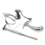 Electroshock Stainless Steel Urethral Plug & Anal Plug Dual Use Urethral Dilator Pulse Anal Plug Set Plug Masturbation Massage Male Female Bdsm-L