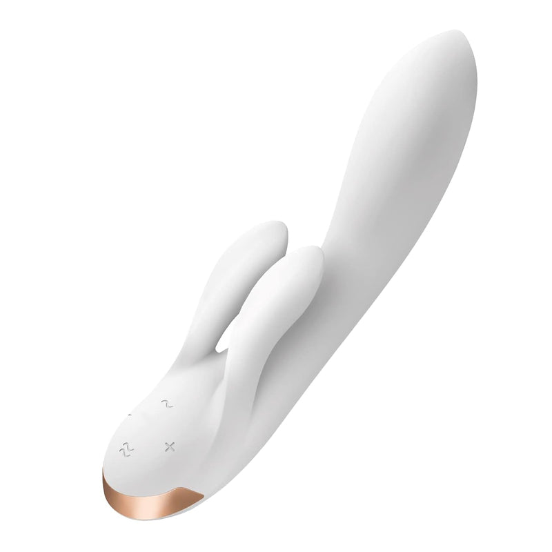 Double Flex Rabbit Vibrator With App Control - G-Spot, Clitoris And Labia Stimulation - Compatible With App, Waterproof, Rechargeable (White)