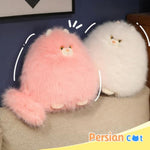 Persian Cat Stuffed Animal 11.8" Fat Kitten Plush Cute Plushies Toys Gifts For Kids Pink