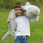 48" Giant Shark Stuffed Animal, Large Squishy Shark Plush Pillow, Long Life Size Ocean Plushies Toy Gifts For Kids Girls Boys