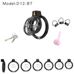 Silicone Chastity Cage Male Cock Cage Pink Penis Cage Sex Toy Chastity Devices Lock Design Bdsm Toys For Couples Sex (D12-Short,Black)