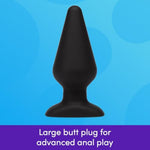 Classic Butt Plug - 5.5 Inch Silicone Anal Plug - 7.5 Inch Girth Anal Toy - Flared Base And Waterproof - Black