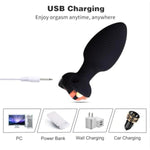 Rose Style Sex Toy Anal Plug Vibrator, Remote Wireless Control Adult Masturbation Anal Plug, Couple Sex Toys (Black)