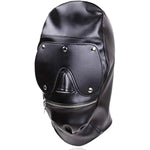 Leather Bondage Gimp Mask Hood, Black Full Face Blindfold Breathable Restraint Head Hood, Sex Toys, For Unisex Adults Couples, Bdsm/Lgbt Cosplay Halloween Masquerade Mask