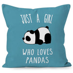 Panda Throw Pillow Cover Decor, Blue Cute Panda Bear Lovers Gifts For Girls Dorm Room Bed Sofa Bedroom Decorations Pillows Cover, Just A Girl Who Loves Pandas,(18 X 18 Inch)