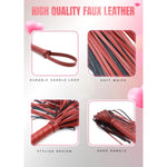 Whip For Adults Play Dominatrix Training Red Faux Leather Flogger 20"