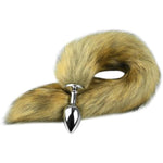 Wild Fox Tail With Stainless Steel Anal Plug Anal Tail Sex Toys Butt Plug Anal Stimulator For Women Cospaly Role Play Brown