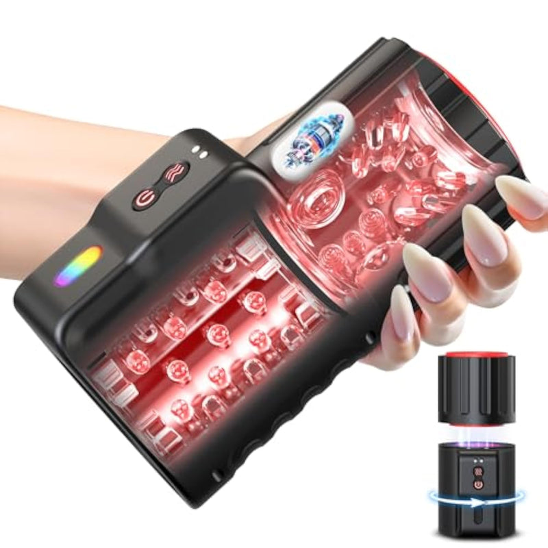 Sex Toys For Men Male Masturbator Open-Ended Adult Toys Penis Vibrator With 10 Vibrating Rotating,Automatic Blowjob Sex Machine Stimulator,Mens Masturbators Pocket Pussy For Men Masturbation Pleasure