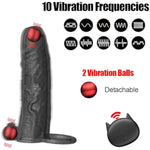Vibrating Penis Extender 10 Vibration Enlargement Silicone Cock Sleeve With Ball Stretcher For Enlarge Thicken, Remote Control Realistic Penis Girth Sleeve, Sex Toy For Men & Couple