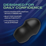 Blush Urself Fortify FTM Masturbation Stroker - 2.75" Purio Platinum-Cured Silicone Female to Male (FTM) Stoker - Closed-End Suction Squishy Lifelike Stimulation Textured Interior Sex Toy Black