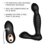 Derek Warming And Rotating Prostate Vibe Rechargeable Anal Vibrator With Rotating Shaft And Heated Function 9 Vibration Modes Waterproof Silicone Remote Control For Hands Free Play