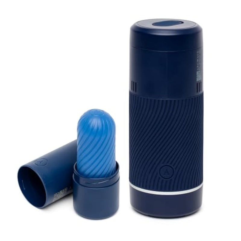Pow Blue Male Masturbator & Ghost Blue Textured Reversible Penis Stroker - Sex Toys For Men Bundle