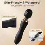 2-in-1 Dual-Ended Vibrator for Women – G-Spot & Clitoral Stimulator, 24 Modes Wand Massager, Quiet, Rechargeable, Waterproof, Soft Silicone, Sex Toy for Solo & Couples (Black)