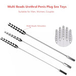 Urethral Sound Dilators With Handle Multi Beads Penis Plug Adult Sex Toys - Catheters & Sounds Stainless Steel Sounding Rods Urethra Stimulation Masturbation Rod For Men (S)