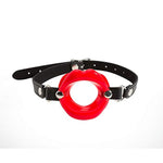 Men Women Red Lips Shaped Opening O Ring Mouth Gag Silicone Soft Adjustable Buckle Pu Leather Belt Strap On Bdsm Bondage Sex Toy Head Harness Restraints Gear Fetish Couple Adult Oral Game
