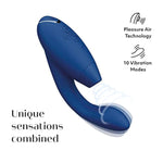 Duo 2 Blue Dual Stimulation Pleasure Air Clitoris Sucker Rabbit Vibrator & Romp Pleasure Kit With Wand, Clitoral Suction Toy & Cock Ring - Couples Sex Toys Bundle