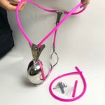 Male Chastity Belt Stainless Steel Invisible Underwear Belt Lockable Pants Light All -Inclusive with Penis cage for aldult Man (Pink, 90-120cm)