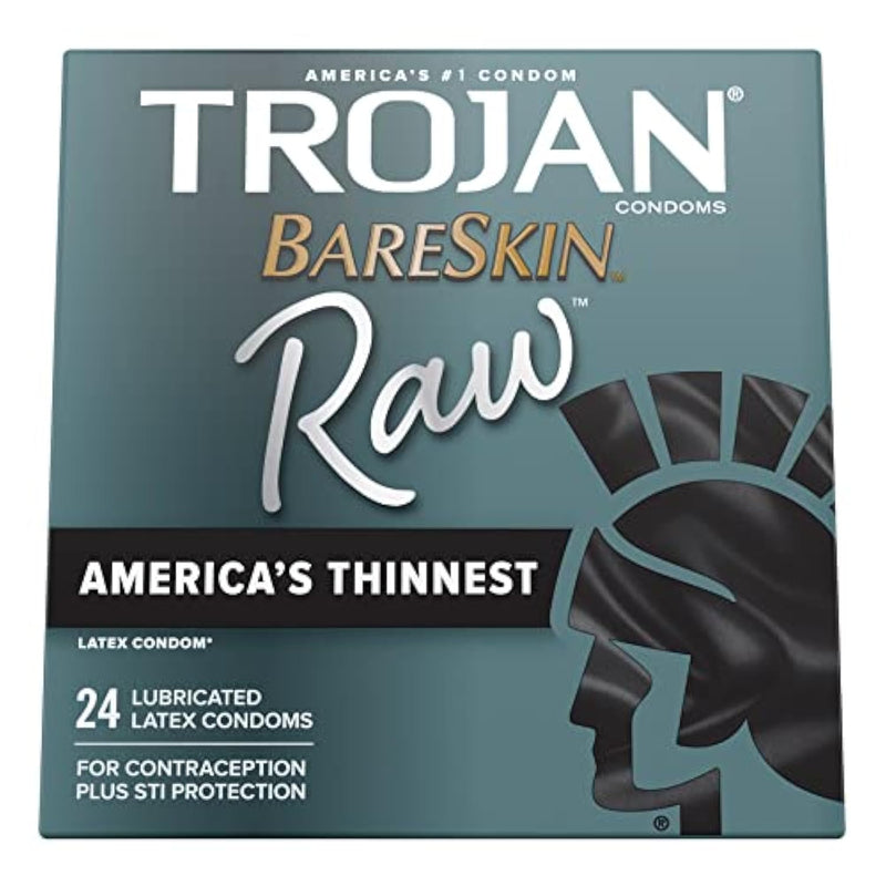 OKAMOTO 004 Condoms 24 Count & Trojan BareSkin Raw Thin Condoms 24 Count