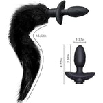 Vibrating Anal Foxtail Plug Remote Control Vibrator Butt Plug Anal Sex Toy For Men Women Couples Black