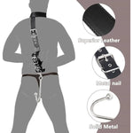 Anal Hook Bdsm Sex Bondage - Bed Restraint Kit Sex Bondage Collar With Anal Hook & Ball Gag Sm Slave Leather Neck To Wrist Bondage Anal Ball Fetish Couples Sex Game Tool