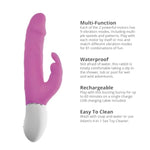 Rechargeable Waterproof Realistic Rabbit Dildo for Women and Couples, Pink, 8.5 Inch Dual Action Pleasure Toy