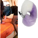 Anal Toys Butt Plug Anal Sex Toys - Anal Plug Fox Tail Adult Toys, Stainless Steel But Plug Butt Toys Sex Toys For Women Cosplay Adult Couples(Purple + White)