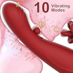 Dildo Vibrator Sex Toys For Women - 4 In 1 Tongue Pushing Vibrator, 10 Sliding Modes And 10 Vibration Modes, G-Spot Stimulator, Female Couple Game Pleasure Tool