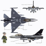 F16 Fighter Jet Model, Military Plane Building Blocks Set (521 Pieces) For Army Airplane Lovers, Kids (8+Years) And Adults