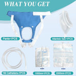 Urine Collection Bag Condom Catheters For Men Reusable Portable Wearable Urinary Drainage With 2 Urine Catheter Bag System (Blue-Elderly Men)