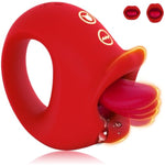 Vibrator Adult Sex Toys For Women, 2 In 1 Silicone Mouth Tongue Clitoral Stimulator Sex Toy With 10 Licking Biting & Vibrating Modes, G-Spot Vibrator For Female Couples Games Red