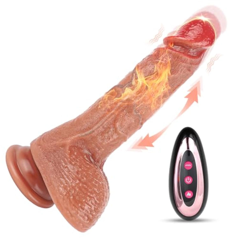 Sex Toys Thrusting Dildo Vibrator,Realistic Thrusting Dildos For Women,8.6"Realistic G-Spot Silicone Suction Cup Vibrating Dildos With 3 Telescopic & 9 Vibration Modes,Remote Control Dildos Adult Toys