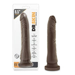 Adult Sex Toys - Dr. Skin Realistic 8.5 Inch Dildo - Slim 1.5 Inch Width - Suction Cup Base Strap On Compatible - Body Safe, Non Porous - Women Men Couples- Chocolate Brown