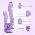 10.2 Inch Huge Realistic Dragon Double Ended Dildo for Beginners with Flared Suction Cup Base for Hands-Free Play, Flexible Monster Anal Dildo with Curved Shaft for Vaginal G-spot and Anal Play