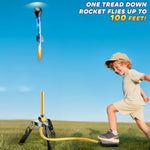 Rockets For Kids Age 4-8 With 4 Led Rockets And Launcher - Outdoor Toys For 4 5 6 7 8-12 Year Old Boy Birthday Gift, Air Powered Flying Toy Shooting Up To 100 Feet, Toys For Kids Ages 8-12