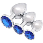 3 Pcs Luxury Jewelry Design Fetish Anal Butt Plug(Blue)