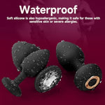 Anal Plug Sex Toys Vibrator 3Pcs Silicone Anal Toys Butt Plug Training Kit With Remote Control 10 Frequency Vibration, Removable Diamond Anal Plug And Prostate Massager, Black